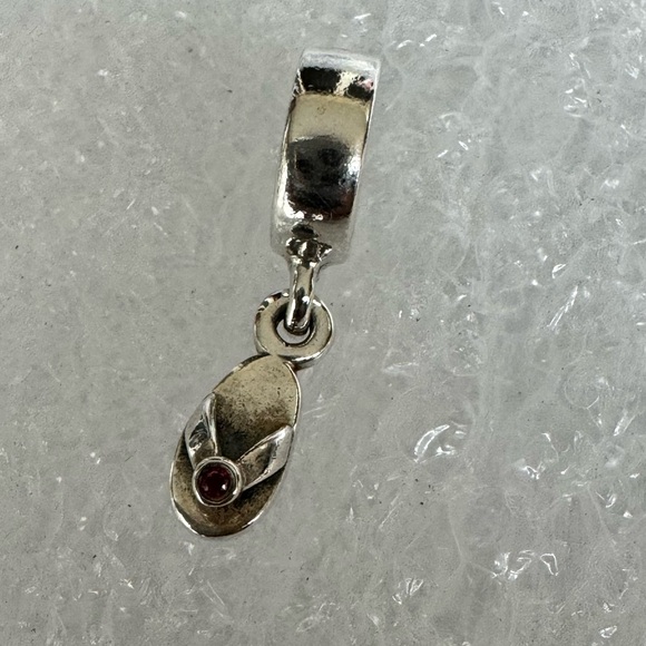 Pandora Sterling Silver 925 and Red CZFlip Flop Dangle Charm - Picture 4 of 6